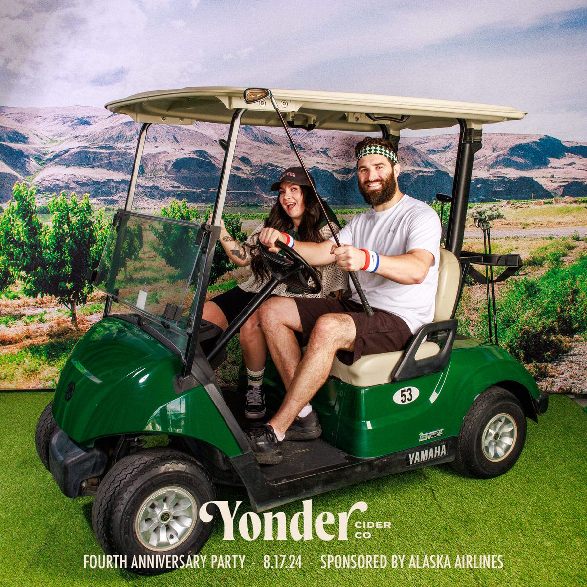 Custom golf cart photo booth activation at an outdoor event