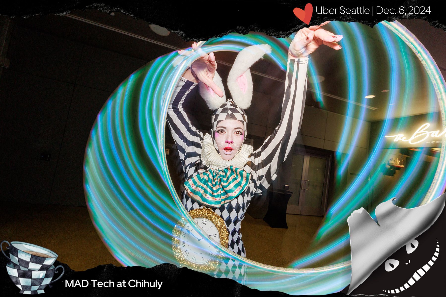 Roaming photography of guests at a corporate holiday party